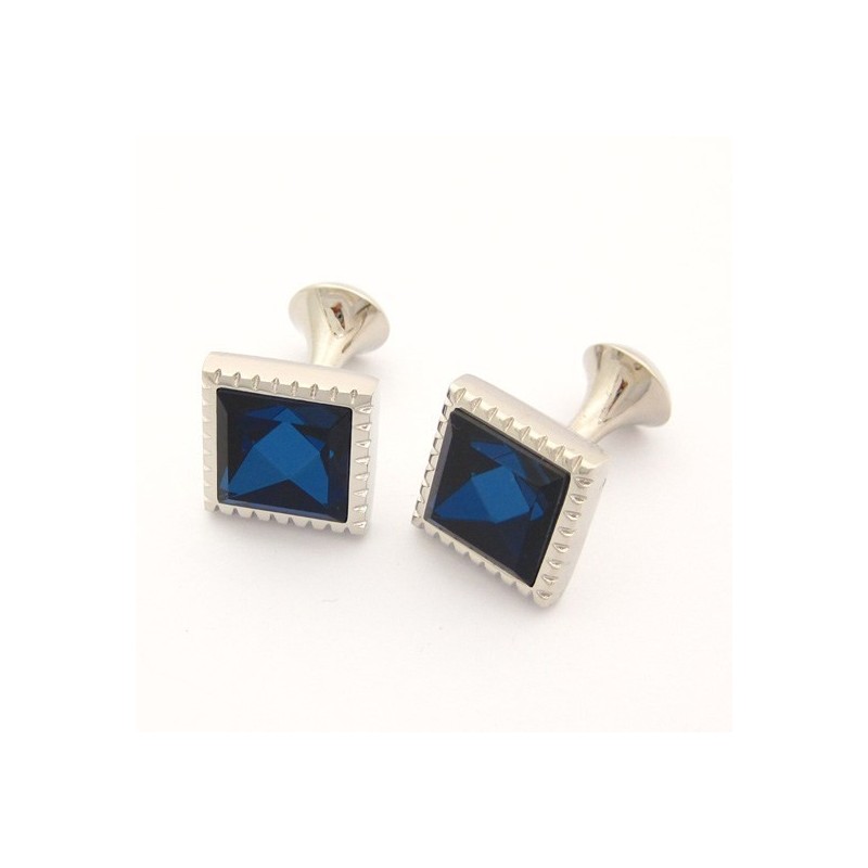 Boutons De Manchette Carrés En Titane Avec Zircone Bleue Boutons De Manchette Carrés En Titane Avec Zircone Bleue