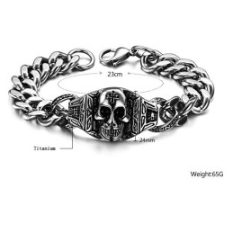 Bracelet En Titane Tête De Mort De Qualité Supérieure