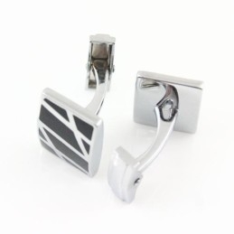 Boutons De Manchette Carrés À Rayures En Titane Et Émail