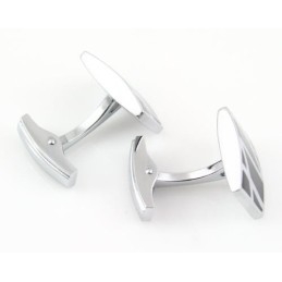 Boutons De Manchette Carrés À Rayures En Titane Et Émail