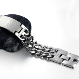 Bracelet En Titane Pour Homme Avec Croix Facile À Utiliser