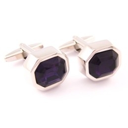 Boutons De Manchette Tendance En Titane Avec Opale Violette Mystérieuse