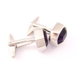 Boutons De Manchette Tendance En Titane Avec Opale Violette Mystérieuse