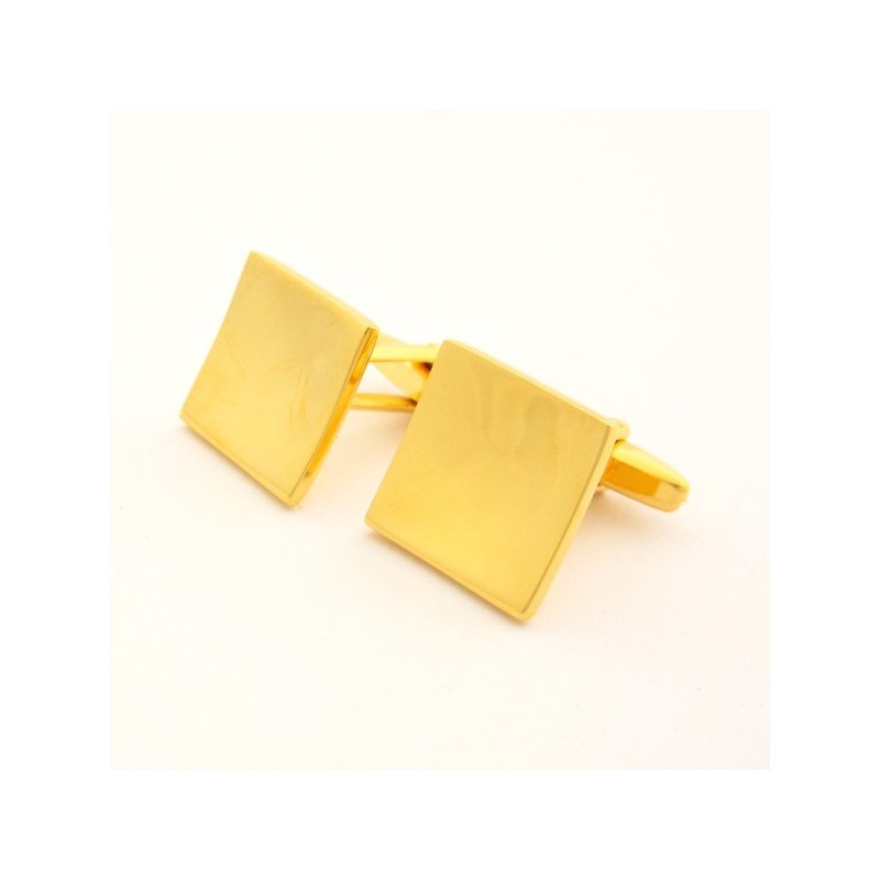 Boutons De Manchette Carrés Concaves En Titane Et Plaqué Or Boutons De Manchette Carrés Concaves En Titane Et Plaqué Or