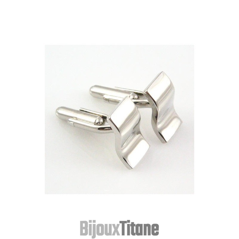 Boutons De Manchette En Titane Et Courbe Sigmoïde