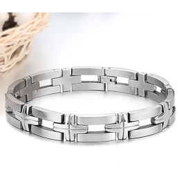 Bracelet En Titane Avec Croix Pour Homme De Haute Qualité