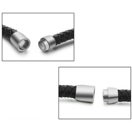 Bracelet Jonc Rond En Cuir Et Titane Pour Homme, De Qualité Fiable