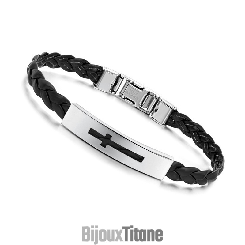 Bracelet Jonc En Titane Et Polyuréthane Pour Femme, Croix De Qualité Stable Bracelet Jonc En Titane Et Polyuréthane Pour Femme, Croix De Qualité Stable