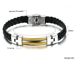 Bracelet En Cuir Titane Pour Homme D'Excellente Qualité