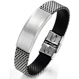 Bracelet En Cuir Titane Noir Facile À Utiliser