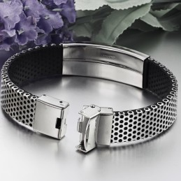 Bracelet En Cuir Titane Noir Facile À Utiliser