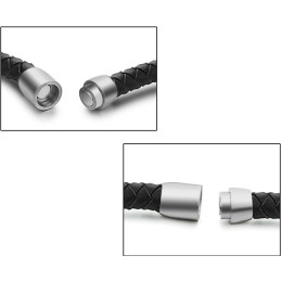 Bracelet Jonc En Cuir Titane Noir Pour Homme, La Reine De La Qualité