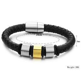 Bracelet Jonc En Cuir Titane Noir Pour Homme, La Reine De La Qualité