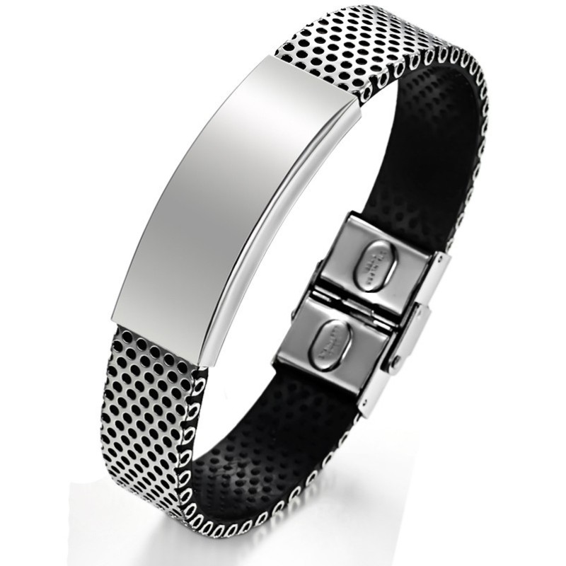 Bracelet Jonc En Cuir Titane Pour Homme, Grande Variété