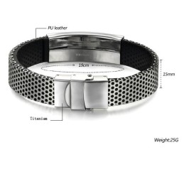 Bracelet Jonc En Cuir Titane Pour Homme, Grande Variété