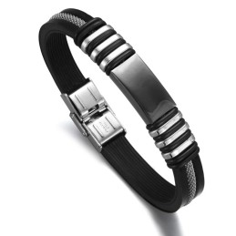 Bracelet Jonc En Silicone Et Titane Pour Homme De Qualité Supérieure