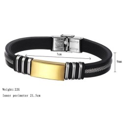 Bracelet Jonc En Silicone Et Titane Pour Homme De Qualité Supérieure