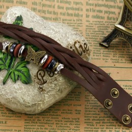 Bracelet En Cuir Titane De Haute Qualité En Forme De Papillon Pour Femme
