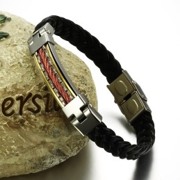 Bracelet En Cuir Et Titane D'Excellente Qualité