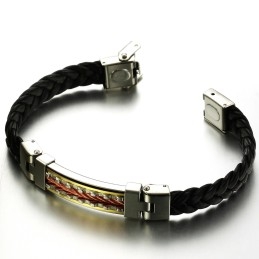 Bracelet En Cuir Et Titane D'Excellente Qualité