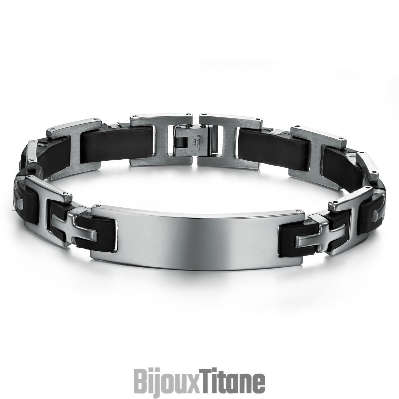 Bracelet Jonc En Silicone Et Titane Pour Homme, Durable Et Résistant Bracelet Jonc En Silicone Et Titane Pour Homme, Durable Et Résistant