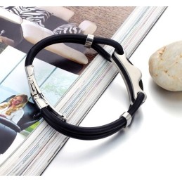 Le Bracelet En Cuir Titane Noir King Of Quantity