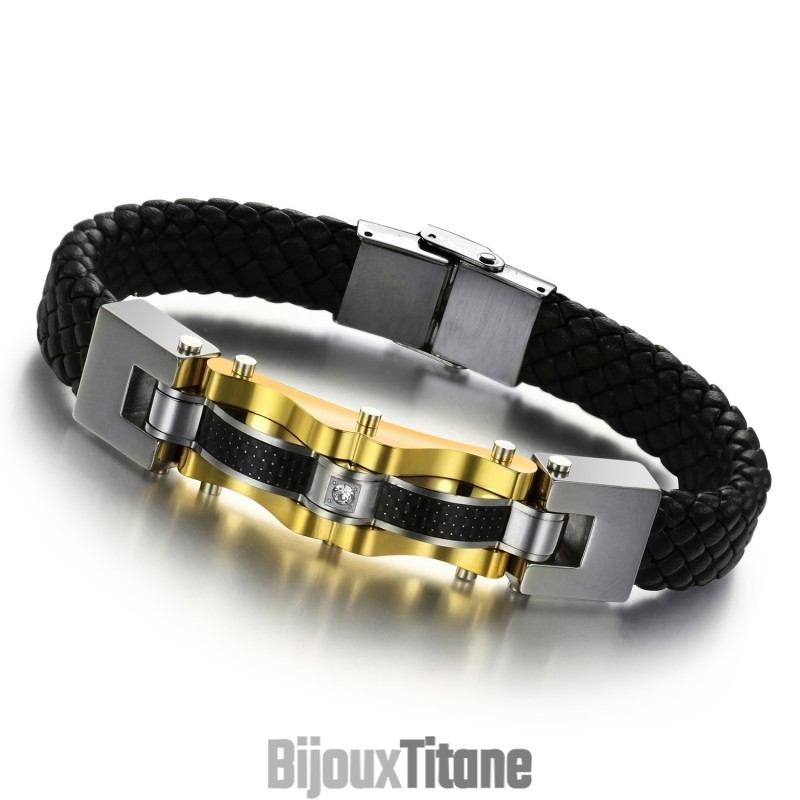 Bracelet En Cuir Titane Pour Homme, Performance Fiable