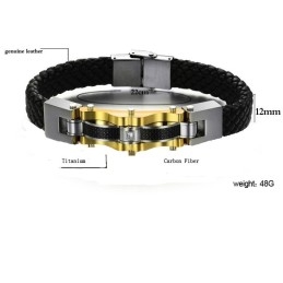 Bracelet En Cuir Titane Pour Homme, Performance Fiable