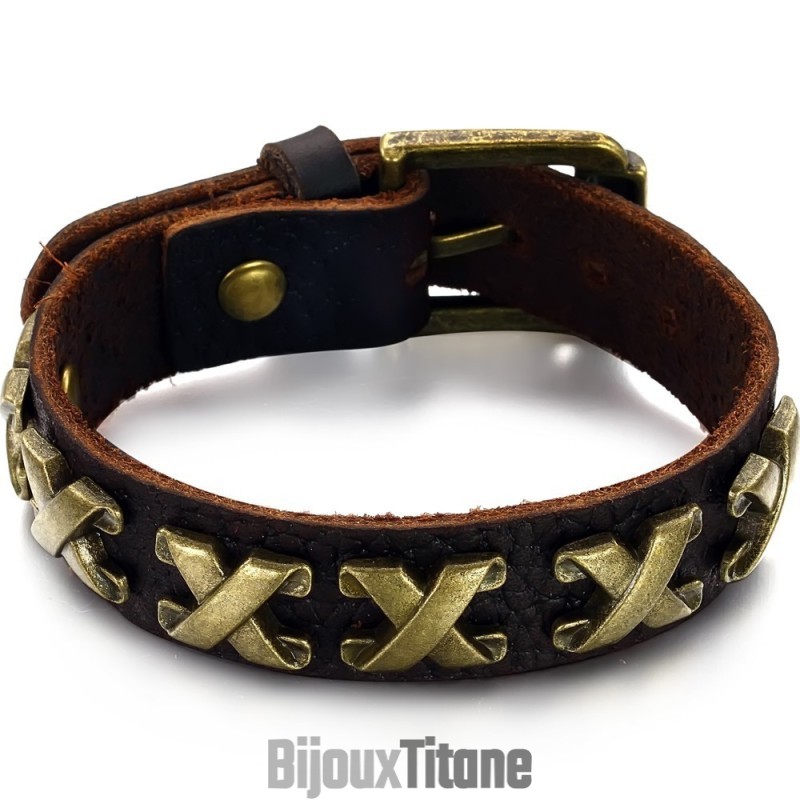 Bracelet En Cuir Titane De Haute Qualité Avec Chiffres Romains