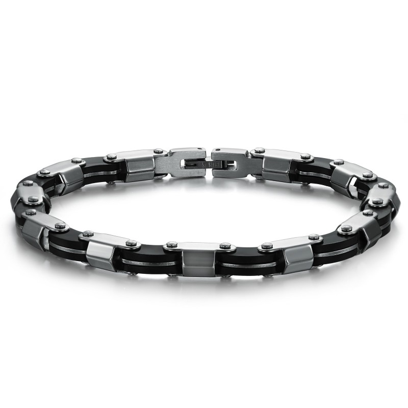 Bracelet Jonc En Titane Et Silicone À Larges Variétés