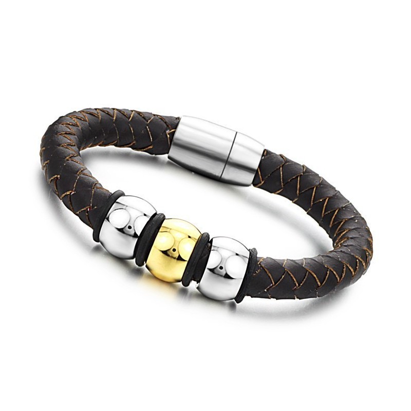 Pour Une Excellente Réputation Au Pays Et À L'Étranger, Ce Bracelet En Cuir Titane Marron Pour Une Excellente Réputation Au Pays Et À L'Étranger, Ce Bracelet En Cuir Titane Marron