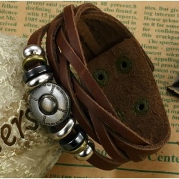 Bracelet Jonc Rétro En Cuir Titane Pour Homme, Vendu Dans Le Monde Entier