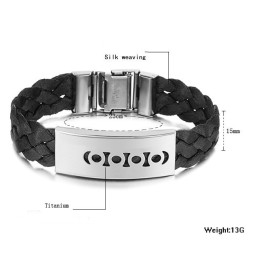 Bracelet Jonc En Titane Noir De Qualité Supérieure