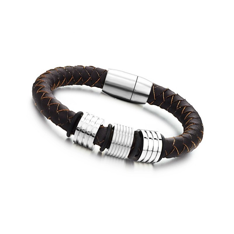 Bracelet En Cuir Titane Marron De Haute Qualité Bracelet En Cuir Titane Marron De Haute Qualité