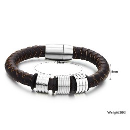 Bracelet En Cuir Titane Marron De Haute Qualité
