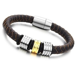 Le Bracelet En Cuir Titane Marron De Qualité Queen Of Quality