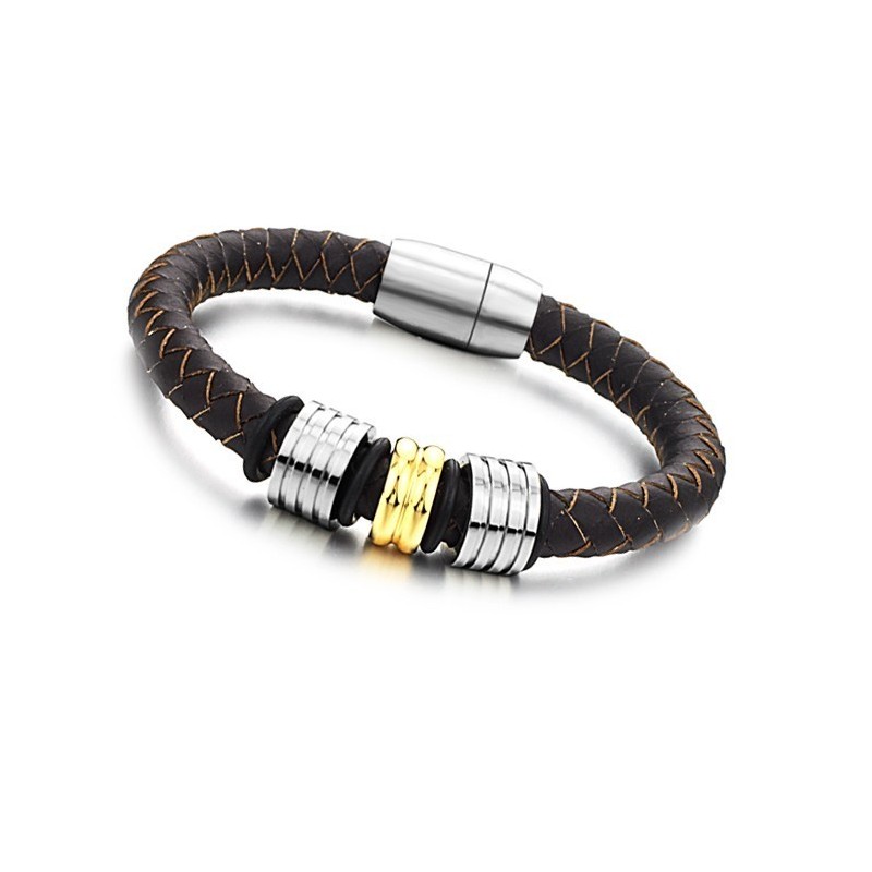 Le Bracelet En Cuir Titane Marron De Qualité Queen Of Quality Le Bracelet En Cuir Titane Marron De Qualité Queen Of Quality