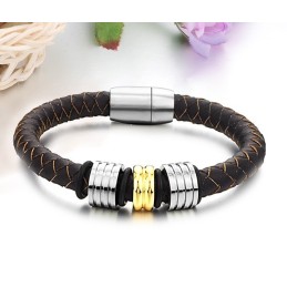 Le Bracelet En Cuir Titane Marron De Qualité Queen Of Quality