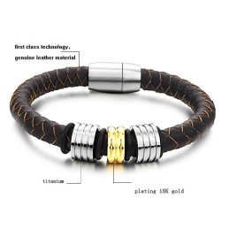 Le Bracelet En Cuir Titane Marron De Qualité Queen Of Quality