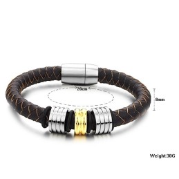 Le Bracelet En Cuir Titane Marron De Qualité Queen Of Quality