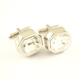Boutons De Manchette Octogonaux En Titane Avec Zircones Scintillantes