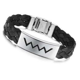Bracelet En Cuir Titane En Forme De Vague, Vendu Dans Le Monde Entier
