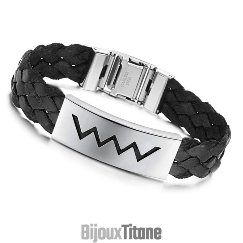 Bracelet En Cuir Titane En Forme De Vague, Vendu Dans Le Monde Entier Bracelet En Cuir Titane En Forme De Vague, Vendu Dans Le Monde Entier