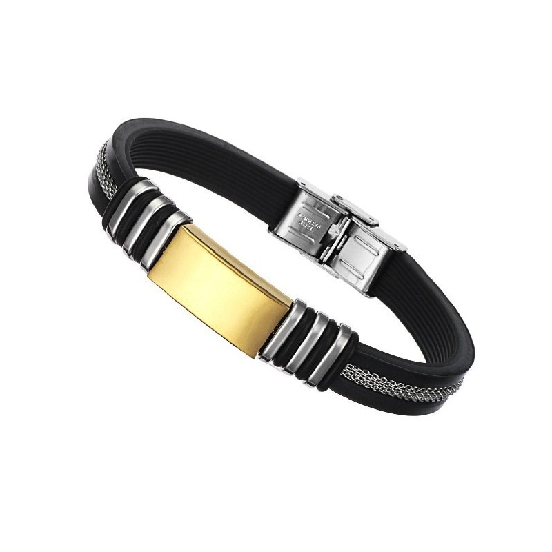 Bracelet Jonc En Titane Et Silicone Pour Homme, De Renommée Mondiale