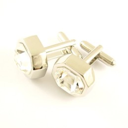Boutons De Manchette Octogonaux En Titane Avec Zircones Scintillantes