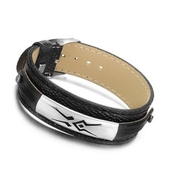 Bracelet En Cuir Titane Noir De Qualité Stable