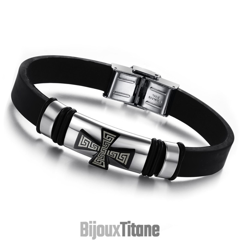 Bracelet Jonc En Titane Et Silicone Pour Homme D'Excellente Qualité