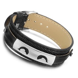 Bracelet En Cuir Titane Noir, Vendu Dans Le Monde Entier
