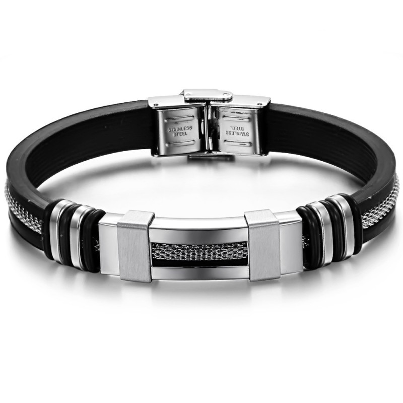 Le Bracelet Jonc En Titane Et Silicone De Qualité Supérieure Le Bracelet Jonc En Titane Et Silicone De Qualité Supérieure