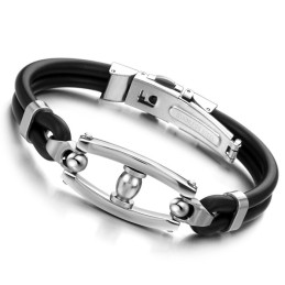 Bracelet Jonc En Titane Et Silicone À Larges Variétés